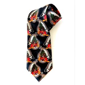 Mickey Mouse & Pluto Christmas Carol Paisley Tie Vintage Kitch Disney‎